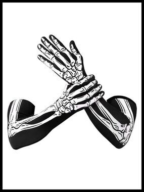 Skeleton Arm Length Gloves 100% Polyester Adult One Size Halloween Cosplay